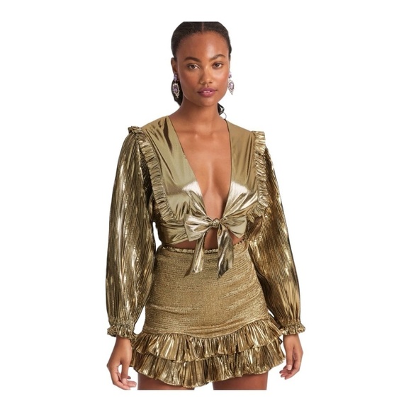 LOVESHACKFANCY Missy Crop Top in Gold NWT - Picture 8 of 8